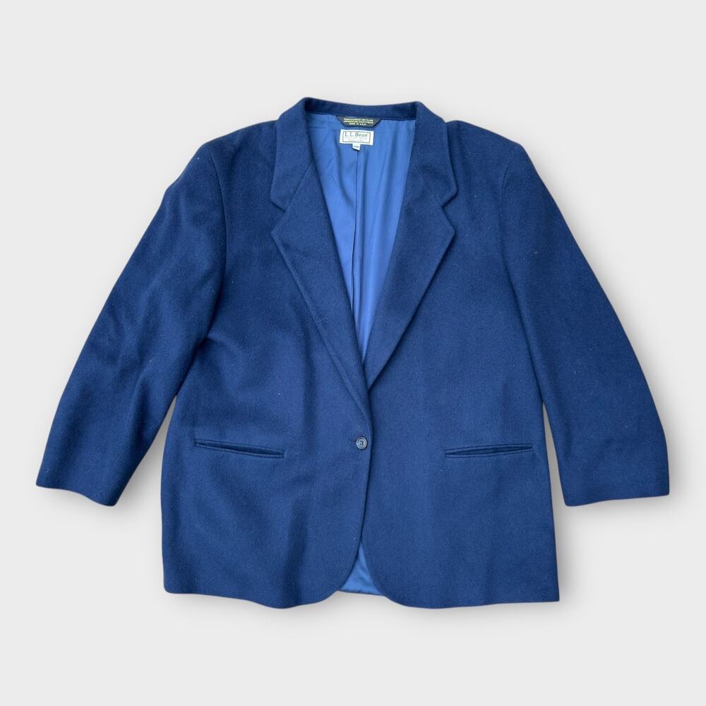 Vintage L.L. Bean Wool Blazer Navy Blue Women's sz 20P Single Button Preppy Chic